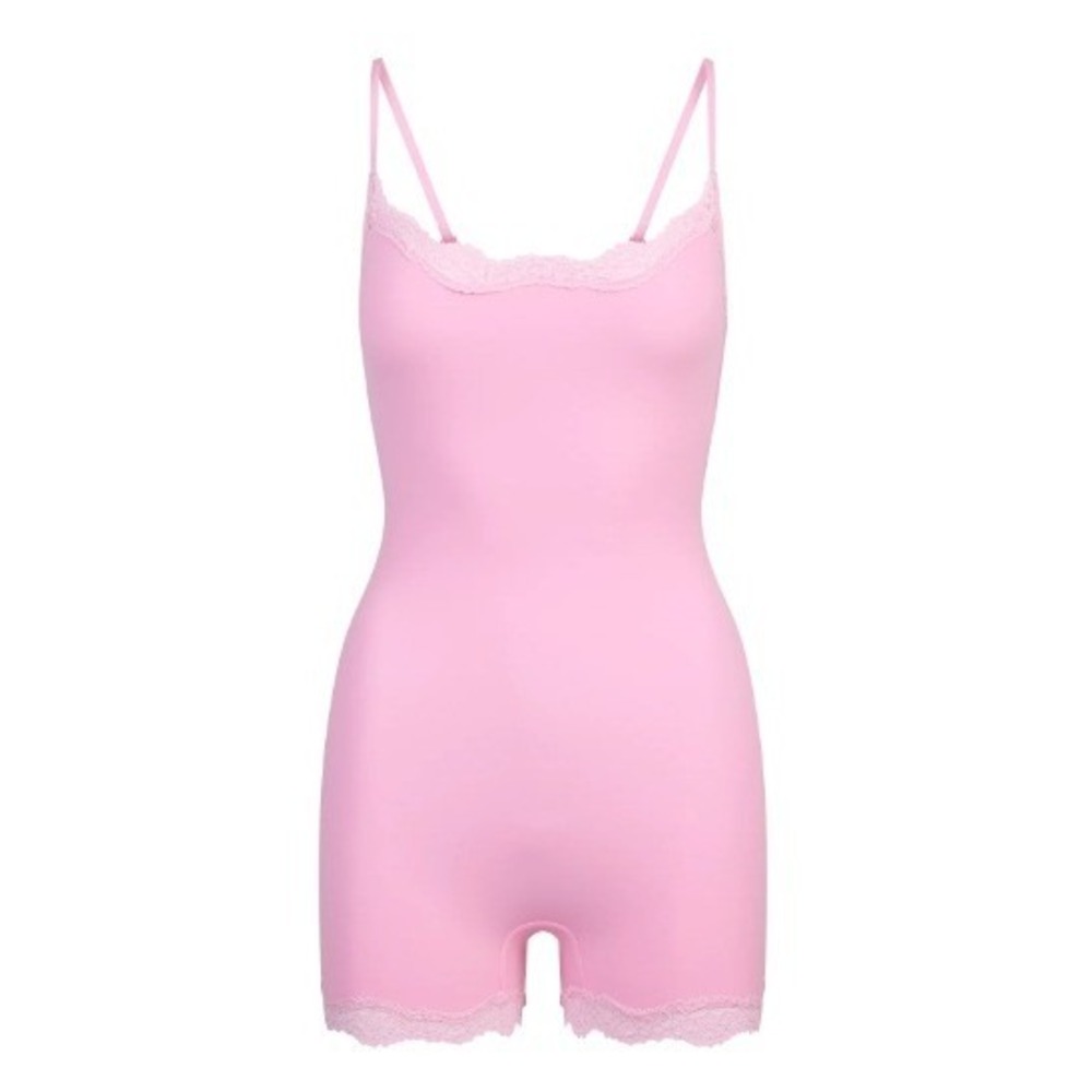 Skims Fits Everybody Lace Onepiece Bubblegum Tonal Pink Bodysuit OS-MDT-9292 S